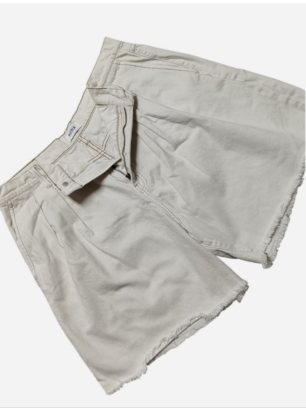 NWT Pistola Layne Pleated High Waist A-Line Denim White / Bone Shorts Women's 32 - Picture 7 of 12